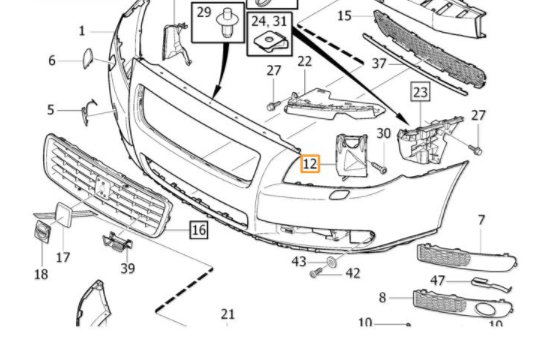 VOLVO S80 07- SAĞ TAMPON BAĞLANTI BRAKETİ