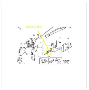 S40 / V40 KAPI İÇTEN AÇMA KOLU KLİPSİ SOL ÖN VE SOL ARKA KAPI İÇİN